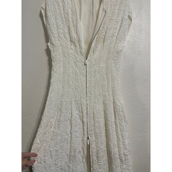 The Row Tamy Cloqué Dress Off-white size XS Midi  2-way Zip Euro Chic Croquette - Picture 6 of 16